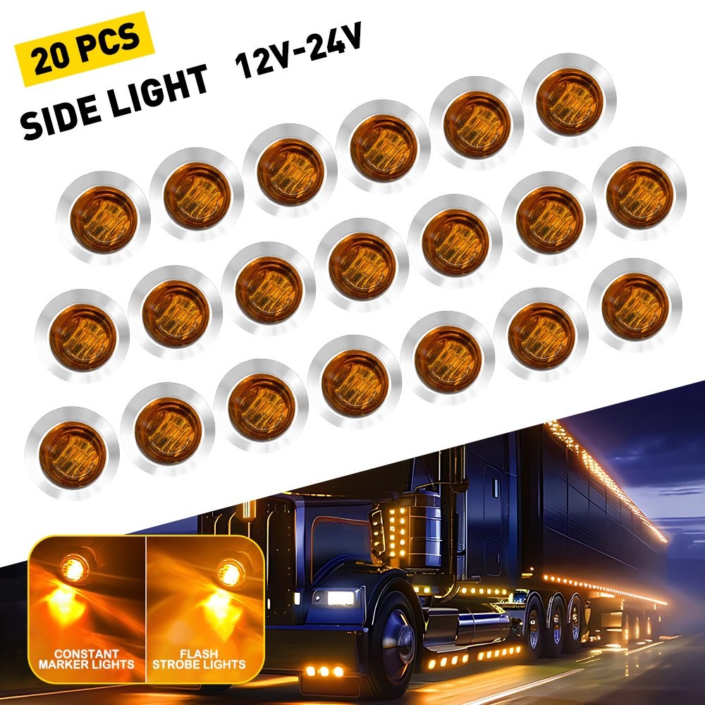 20X 3/4" Strobe+Steady Amber LED Marker Lights Warning Flash Lamp ATV UTV RV van thumbnail 16