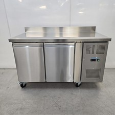 Counter Fridge Double 2 Door Upstand Stainless 282L Kitchen Commercial Cateri...