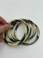 Stack of 6 Natural Material Horn Bangle Bracelets