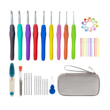 9Pcs Ergonomic Crochet Hooks Set Soft Grip Handles 2mm-6mm DIY Knitting Kit Grey