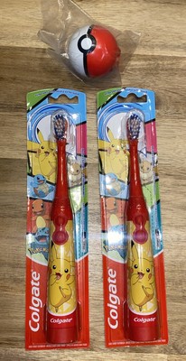2x Colgate Pokémon Kids Toothbrush Battery Powered Electric Extra Soft W Cover