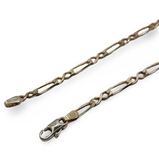 9ct Gold Chain - 9ct Gold Figaro Style Chain Elongated Link Necklace 16Inch 40cm