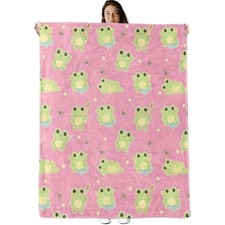 Cute Cartoon Blanket 50 60in, Playful Animal Pink Soft and Warm 60x50 Inch Frog