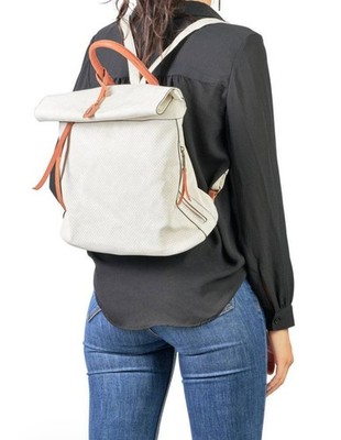 Remonte Faux Leather Backpack Handbag Beige and Brown Perforated