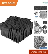 Interlocking Rubber Floor Mats 12 Pcs Drain Holes Non-Slip Drainage Patio