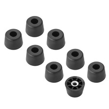 8 Medium Extra Tall Round Black Rubber Feet w/Metal Insert .625" H x .93