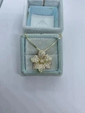 2CT Round Cut Lab Created Diamond Women's Chain Pendant 14K Yellow Gold Finish