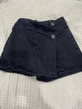 Old Navy Girls Size 10-12 Black Denim Skort Elastic Waist Button Solid