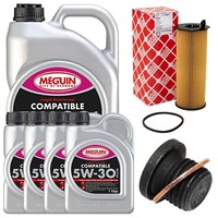 MotoröL Filter Set 5W-30 Plus Meguin 9 Liter + Schraube FüR Audi Q7 VW Phaeton