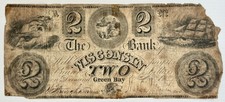 1837 $2 Bank of Wisconsin &ndash; Green Bay, Wisconsin               (Haxby WI-245-G4)