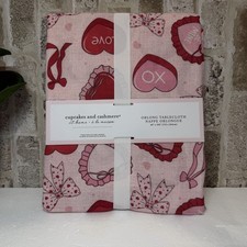 Cupcakes Cashmere Valentines Day Hearts Bows Pink Tablecloth 60 x 104