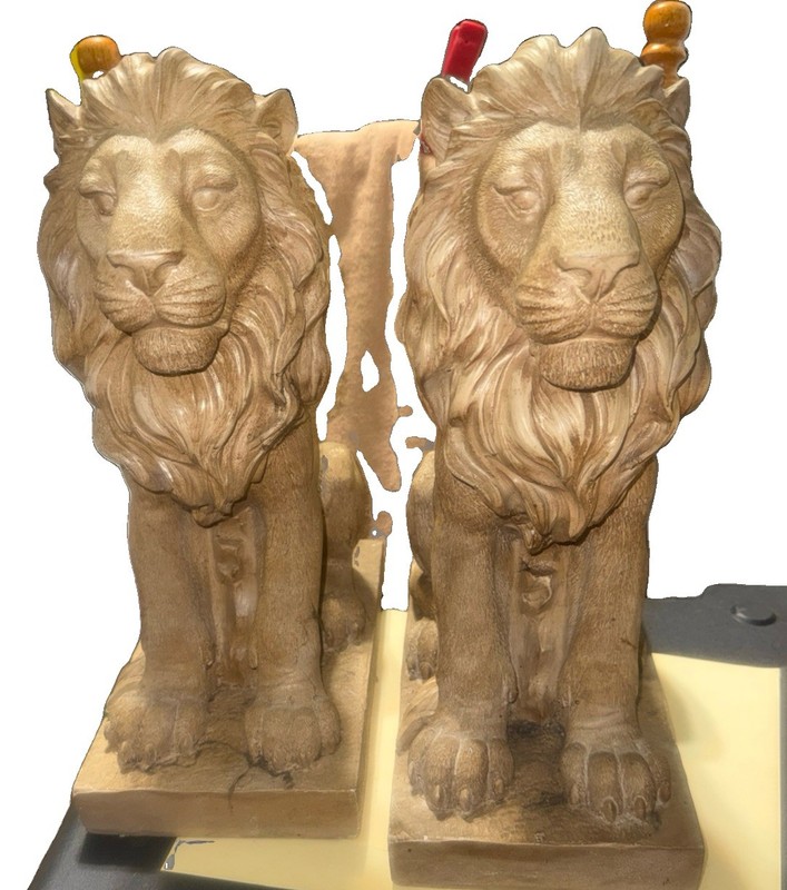 Pair Of Vintage Resin Lion Statues 16”Tall