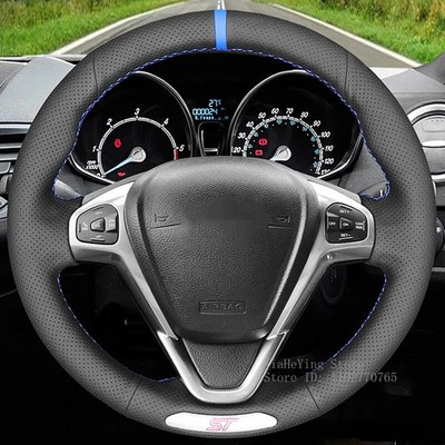 Artificial Leather Hand-stitched Steering Wheel Cover For Ford Fiesta ST 13-2018