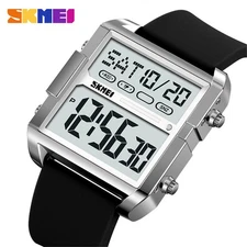 SKMEI Men Square Watch Electronic Sport Wristwatch Boys Digital Silicone Watch