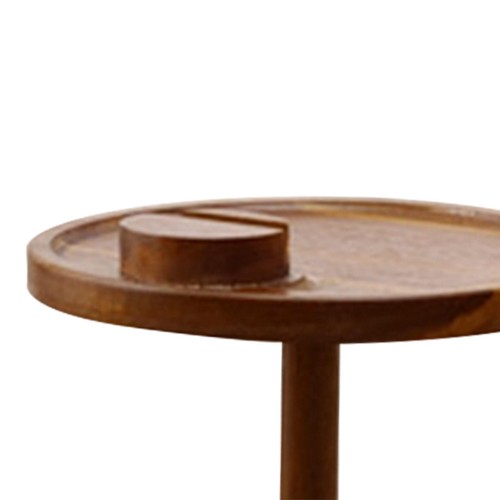 Wood Side Table Couch Table Round Stable Modern with Phone Stand for recliner - Picture 4 of 5