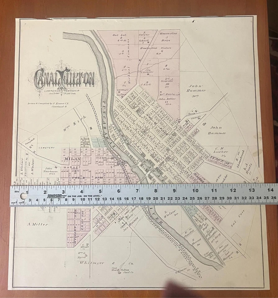 Ohio Stark County Canal Fulton map c1880s w/ Louisville Osnaburg Freeburg verso - Image 2 of 4