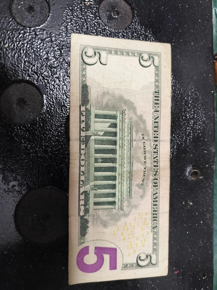 2013 $5.00 Gutter Fold Federal Reserve Note MB52153938D - Image 2 of 4