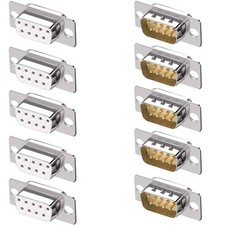 10 PCS DB9 RS232 DSUB Serial Solder Cup Connectors Gold Plated 9 Pin Ports