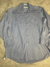 Geoffrey Beene Dress Shirt Men  s 15 1/2 Blue Long Sleeve Shirt Wrinkle Free