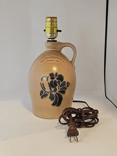 The Pfaltzgraff Co. Stoneware Blue Bird Folk Art Style Jug Lamp NO Shade Tested