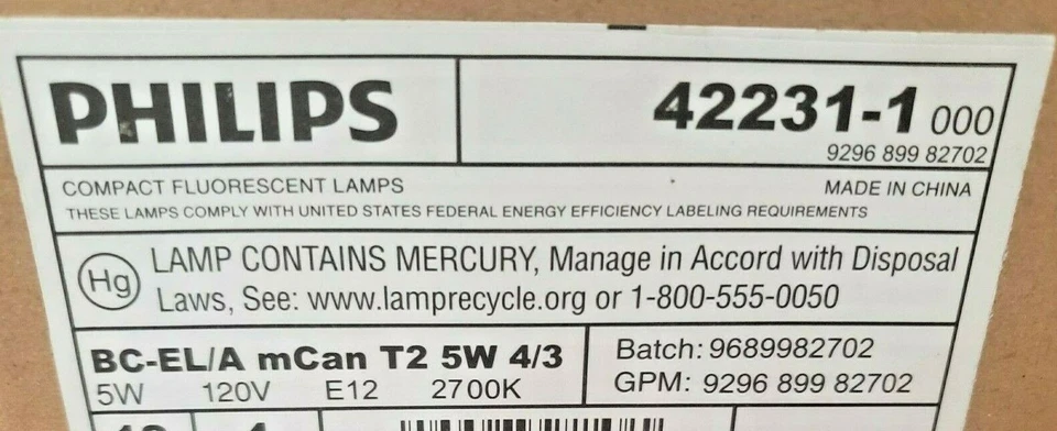 3-Pack Mini Candle 5W 120V 2700K E12 Philips  EL/mCan Decorative CFL Bulb - Image 2 of 3