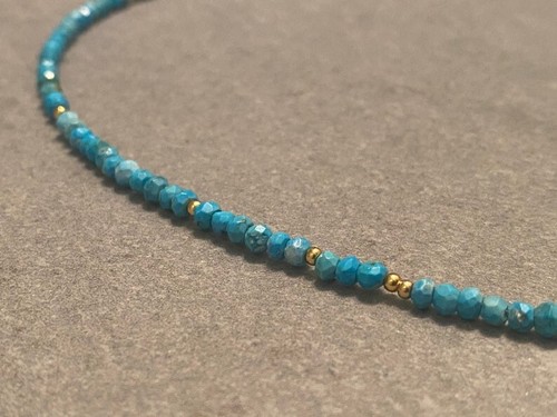 A++ Natürlicher Türkis facettierte Rondelle Edelstein Gold gefüllt Perlen Hal... - Bild 5 von 18