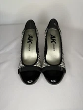 Anne Klein Pumps Womens 7M Gerwyn Block Heels Black Tan Slip On Classic