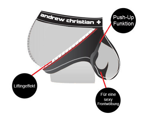Andrew Andrew Andrew Christian Show-It Comfort Jock Push Up hommes Slip Slip Noir Rose d847c2 Andrew Andrew Andrew Christian Show-It Comfort Jock Push Up hommes Slip Slip Noir Rose d847c2