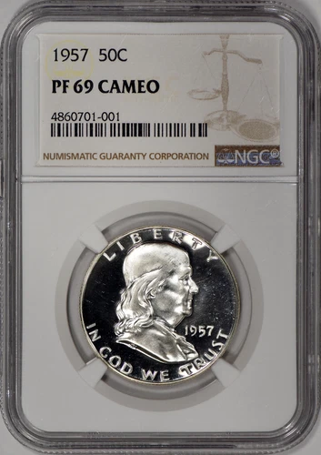 1957 Proof Franklin Half Dollar 50c NGC PF 69 CAMEO