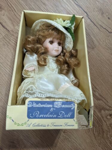 Victorian Beauty 8&#034; Porcelain Doll NIB  Vintage Collectible Doll  Hand painted 