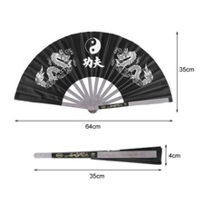 (Black)Martial Arts Fan Tessen Fan Weapon Stainless Steel Nylon Stainless Steel