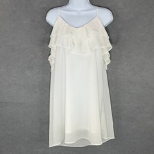 Lulus White Ruffle Dress Sleeveless V Neck Casual Party Dress Size M
