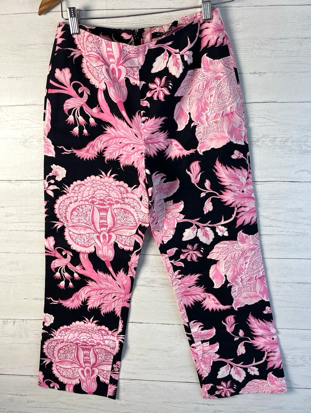 Etcetera Capri Pants Women's 2 Linen Blend Black Pink Wide Stretch Trousers NEW!