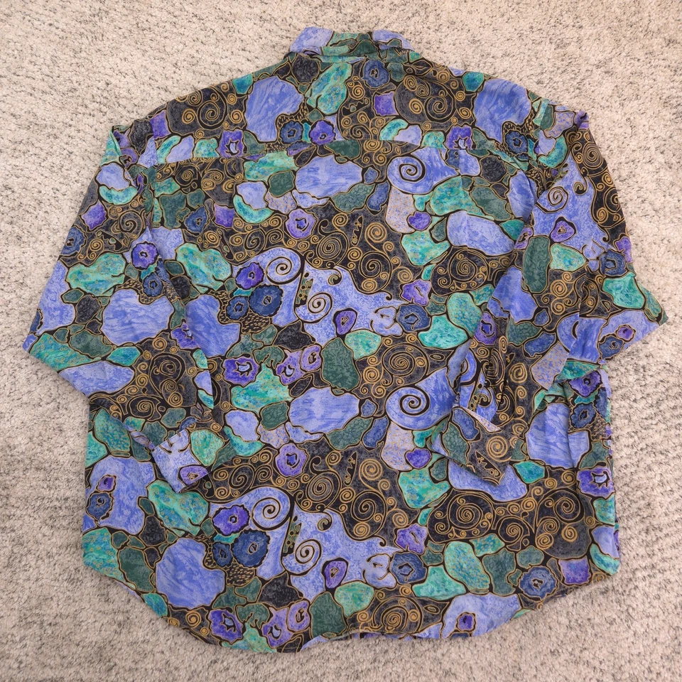 Blusa De Colección Guess Mujer Talla 1 Camisa AOP Abotonada Colorida Años 80 Manga Larga Usada en Excelente Condición Foto 3 de 4