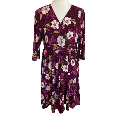 Torrid Burgundy Floral Print Woven Faux Wrap Dress Size Medium | eBay