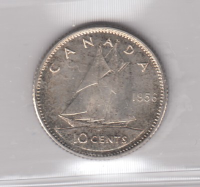 1956 Canada Ten Cents - ICCS MS-65 - Cert# GI 537 SC1 | eBay