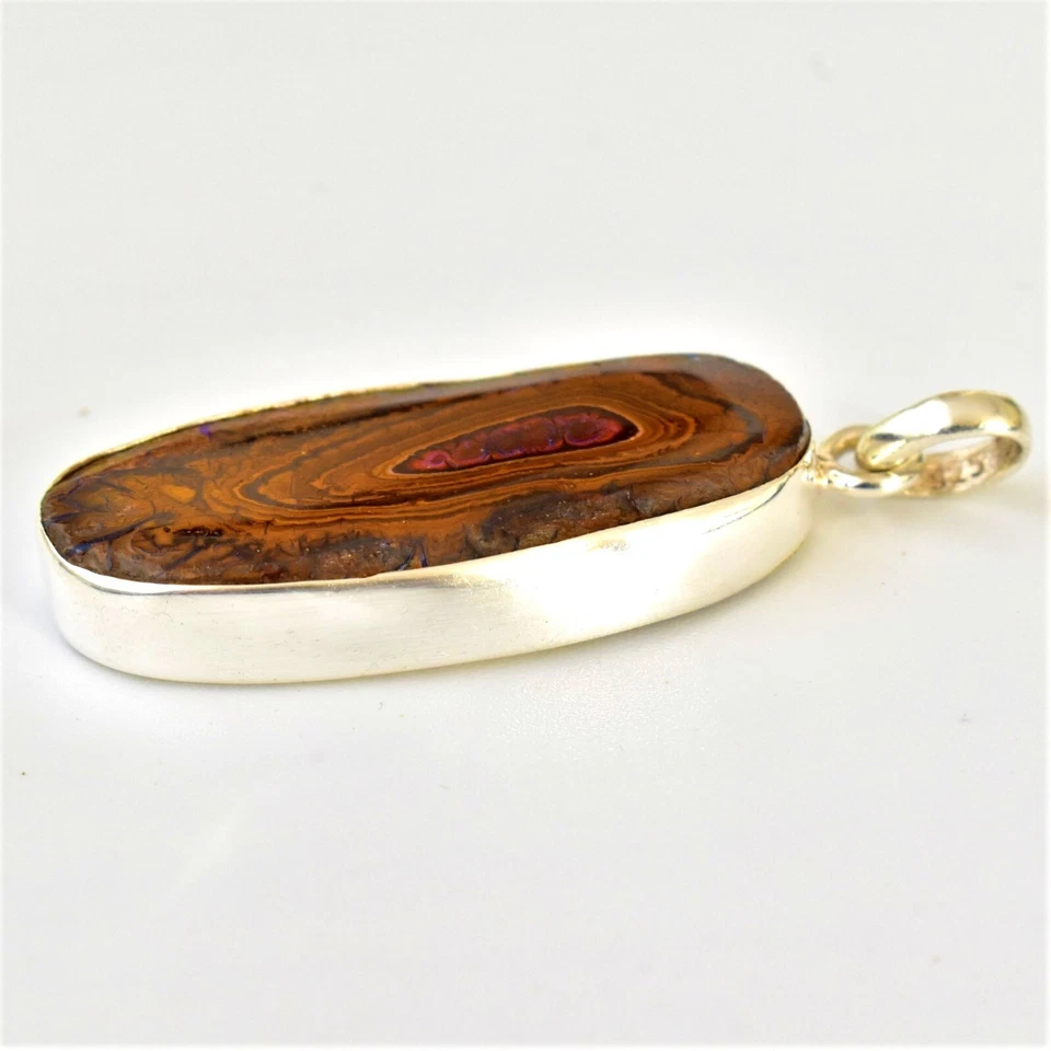 Natural Boulder Opal Gemstone Jewelry 925 Sterling Silver Pendant For Women - Image 4 of 4