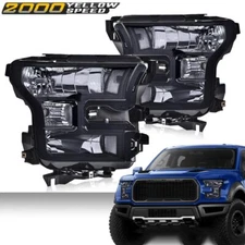 Fit For 2015-2017 Ford F150 Smoke Lens Headlights Clear Headlamps Left+Right 