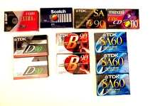 Lot of 11 Mixed BASF TDK Scotch Maxell New Sealed Audio Cassette 60/90/110 Mins