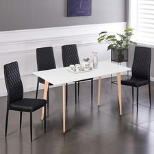 Set of 4 High Back Dining Chairs Upholstered Kitchen Chairs Modern Accent Chairs