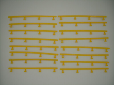 TYCO / MATTEL 16 - 9'' YELLOW GUARD RAILS W/NO BAD POSTS ~ CLEAN ~ HO SCALE ~ NOS