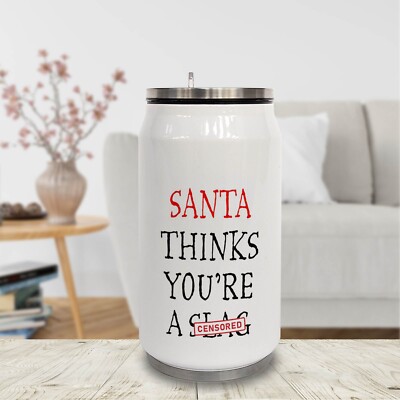 9 Unzen wiederverwendbare Metalldose - Santa denkt, du bist eine Schlacke - Secret Santa Neuheit Geschenk