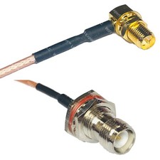 RG316 RP-SMA FEMALE ANGLE to RP-TNC FEMALE BULKHEAD RF Cable Rapid-SHIP LOT