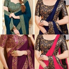 Women's Vichitra Silk saree with Separate Blouse Piece
