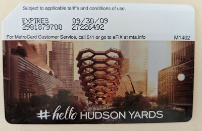 Hudson Yards, NYC MetroCard- Expired, Mint condition