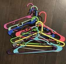 Lot of 10 Tubular Plastic Hangers, Full Sized Mixed Colors-Great Variety