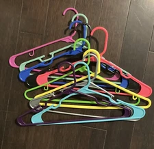 Lot of 10 Tubular Plastic Hangers, Full Sized Mixed Colors-Great Variety!