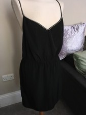 Mango Beautiful  Black Dress With Diamante Straps Size 10 BNWT
