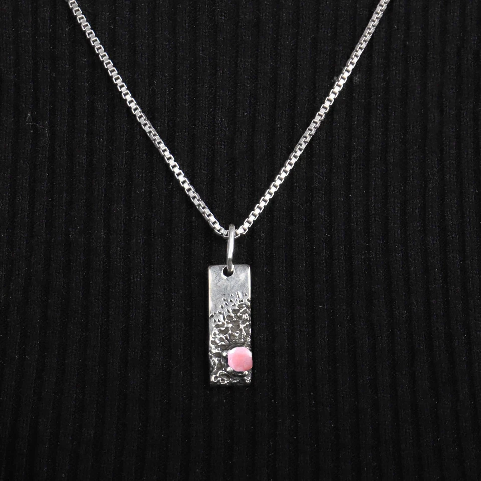 Colgante de ópalo rosa colgante de plata de ley 925 colgante para hombre joyería para hombre Foto 4 de 4