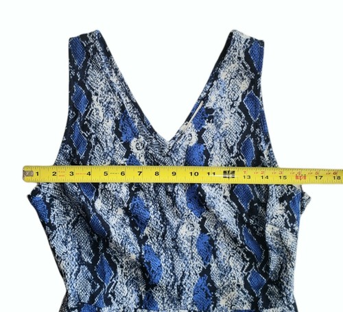 Sugar Lips Dress A Line Womens Jr M Blue Snake Print Sleeveless V Neck - Picture 4 of 7
